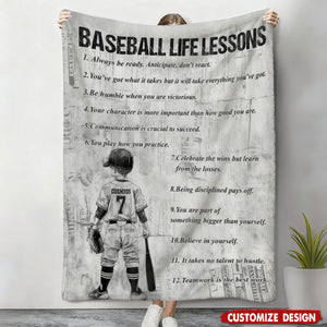 Baseball Life Lessons - Personalized Baseball Fleece Blanket