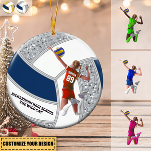 Volleyball-Personalized Ceramic Circle Ornament-Christmas Gift-Gift For Volleyball Lovers