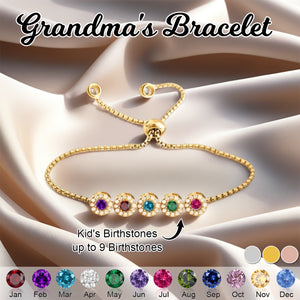 Personalized Adjustable Family Birthstone Bracelet-Gift For Mom/Grandma