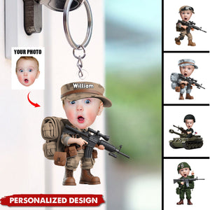 Custom Photo Gifts For Military Kid Keychain