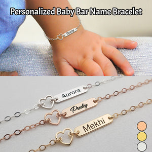 Personalized Baby Bar Name Bracelet With Heart Charm