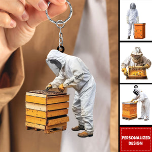 Personalized Beekeeper Christmas Keychain-Gift For Honeybee Keeper