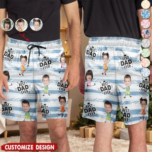 Custom Photo Best Dad Grandpa Ever - Personalized Unisex Beach Shorts
