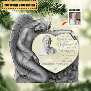 Upload Photo- Personalized Angel Heart Acrylic Ornament - Memorial Gift For Family Members