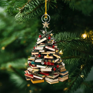 Christmas Tree With Books Ornaments