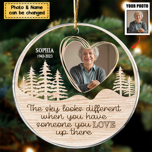 Family - Custom Photo The Sky Looks Different - Personalized Acrylic Circle Ornament