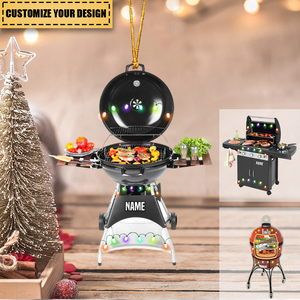 BBQ Grill Outdoor Barbecue Pit Backyard Meat Cooker Smoker, Acrylic Ornament, Christmas Gift