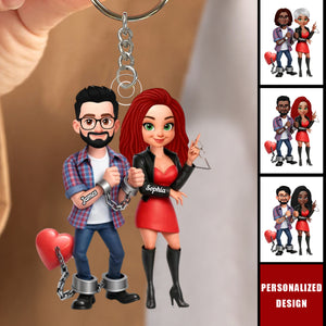 Personalized Funny Cartoon Couple Keychain - Gift for Couple
