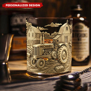 Countryside Life-Personalized Tractor Whiskey Glass