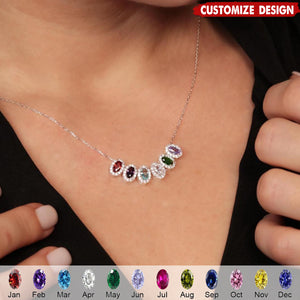 Multiple Birthstone Family Necklace - Gift For Mom Grandma