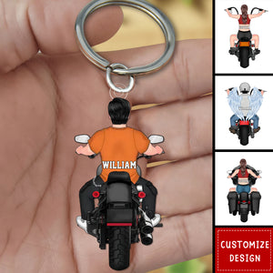 Personalized Memorial Biker Acrylic Keychain - Memorial Gift Idea For Bikers