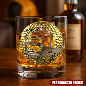 Golf 19th Hole Whiskey Glass, Personalized Gifts For Golfers