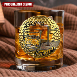 Golf 19th Hole Whiskey Glass, Personalized Gifts For Golfers