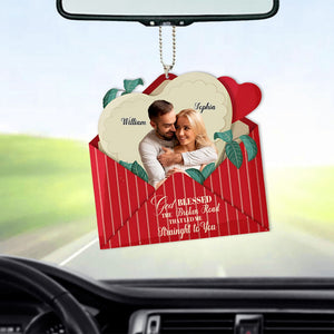 Love in an envelope car ornament - Gift for couple - God bless this broken road that brought me straight to you