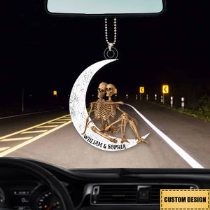 Personalized Skeleton Couple On The Moon Acrylic Ornament-Gift For Valentine's Day