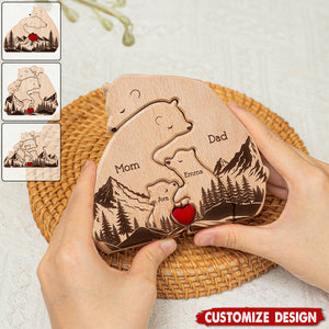 Hugging Bear Family New Version - Personalized Wooden Bear Family Puzzle