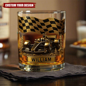 Race Car Whiskey Glass - Personalized Gifts For Racing Lovers