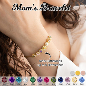 Personalized Adjustable Family Birthstone Bracelet-Gift For Mom/Grandma