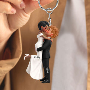 Personalized Newlywed Couple Wedding Keychain - Wedding Gift Anniversary Gift Newlywed Gift