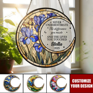 Personalized Retirement Stained Glass Suncatcher, Floral Retirement Window Decor, Coworker Gifts