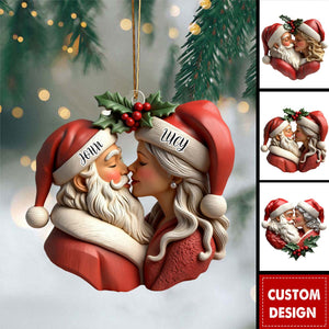 Personalized Romantic Santa And Mrs. Claus Christmas Ornament - Gift For Couple