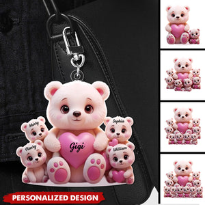 Personalized Cute Bear Keychain-Gift For Mom, Grandma