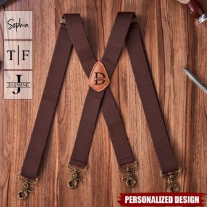 Personalized Monogrammed Leather Suspenders for Unique & Love-Best Gift For Man