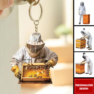 Personalized Beekeeper Christmas Keychain-Gift For Honeybee Keeper
