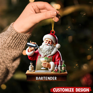 Personalized Santa Mixing Cocktails Christmas Ornament Gift For Bartenders-2024 New Release
