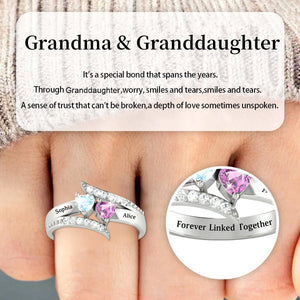 Forever Linked Together-Personalized Family Birthstones Ring-Gift For Grandma/Granddaughter