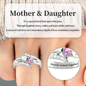 Forever Linked Together-Personalized Family Birthstones Ring-Gift For Mom/Daughter