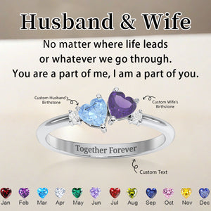 Personalized Pair of Hearts Gemstone Promise Ring