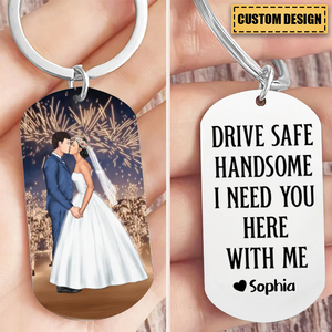 Personalized Engraved Stainless Steel Keychain for Couples, Wedding Gifts