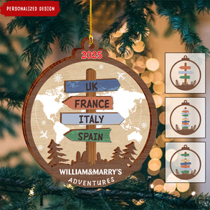Personalized Travel Adventure Wood Ornament-Gift for Travelers