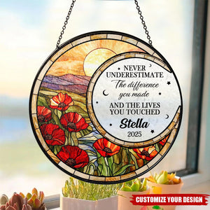 Personalized Retirement Stained Glass Suncatcher, Floral Retirement Window Decor, Coworker Gifts