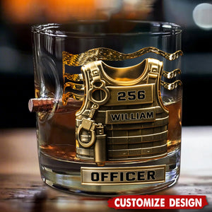 Serve And Protect - Personalized Police Officer Bullet Whiskey Glass