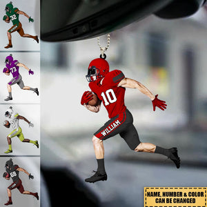 Personalized American Football Player Acrylic Christmas / Car Ornament - Gift For Football Player Football Lovers
