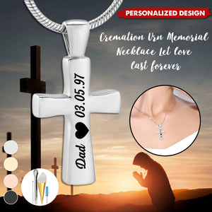 Personalized Cross Urn Necklace-Memorial Gift