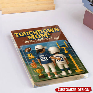 Touchdown Mom! - Personalized American Football Shaped Acrylic Plaque