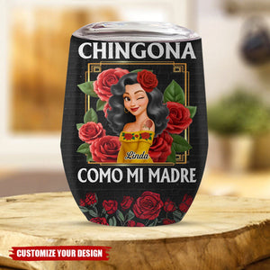 Custom Wine Tumbler - Personalized Hispanic Month Birthday Gifts For Hispanics And Latinos, Women - Beauty With Bite, Grace With Grit