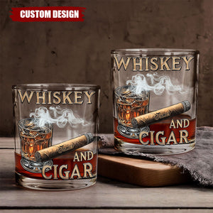 Whiskey And Cigar - Personalized Whisky Glass