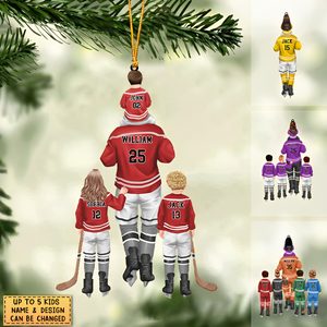 Personalized Hockey Acrylic Car / Christmas Ornament - Gift For Kids & Dad With Custom Name, Number, Appearance
