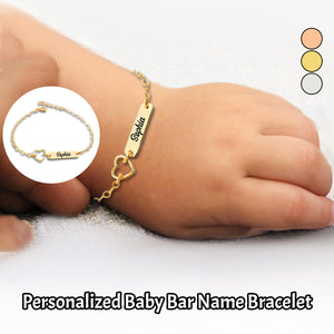 Personalized Baby Bar Name Bracelet With Heart Charm