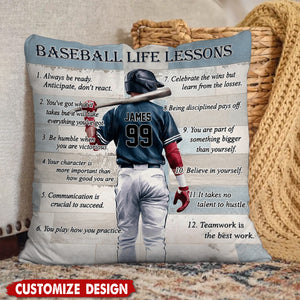 Baseball Life Lessons -Personalized Pillow - Gift For Baseball Lover