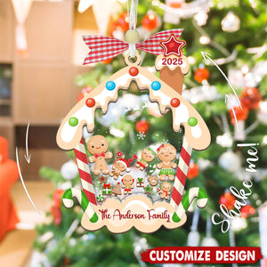 Personalized Gingerbread House Family Christmas Shaker Ornament, Custom Family Ornament 2025, Customized Cookie Ornament Gift for Christmas