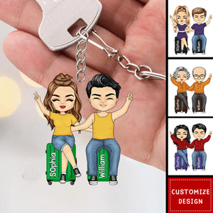 Couples Trip Personalized Keychain, Anniversary Gift For Wife,Husband