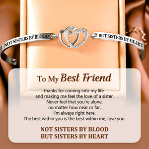For Friend - Not Sisters By Blood But Sisters By Heart Double Heart Bracelet