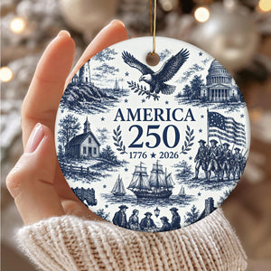 America 250th Ceramic Ornament 1776-2026, Patriotic Christmas Ornament