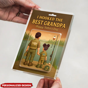 I Hooked the Best Dad Fishing-Personalized Acrylic Plaque-Father's Day Gift