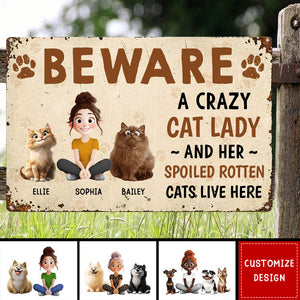 Crazy Dog Lady And Her Dogs - Personalized Metal Sign